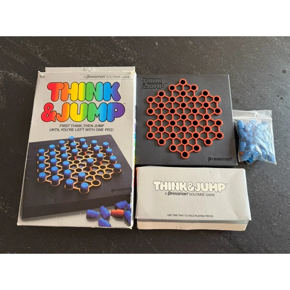Vtg 1980s Pressman‎ THINK Puzzle Lot (4) Ominos, Circle, Tac Toe & Think & Jump